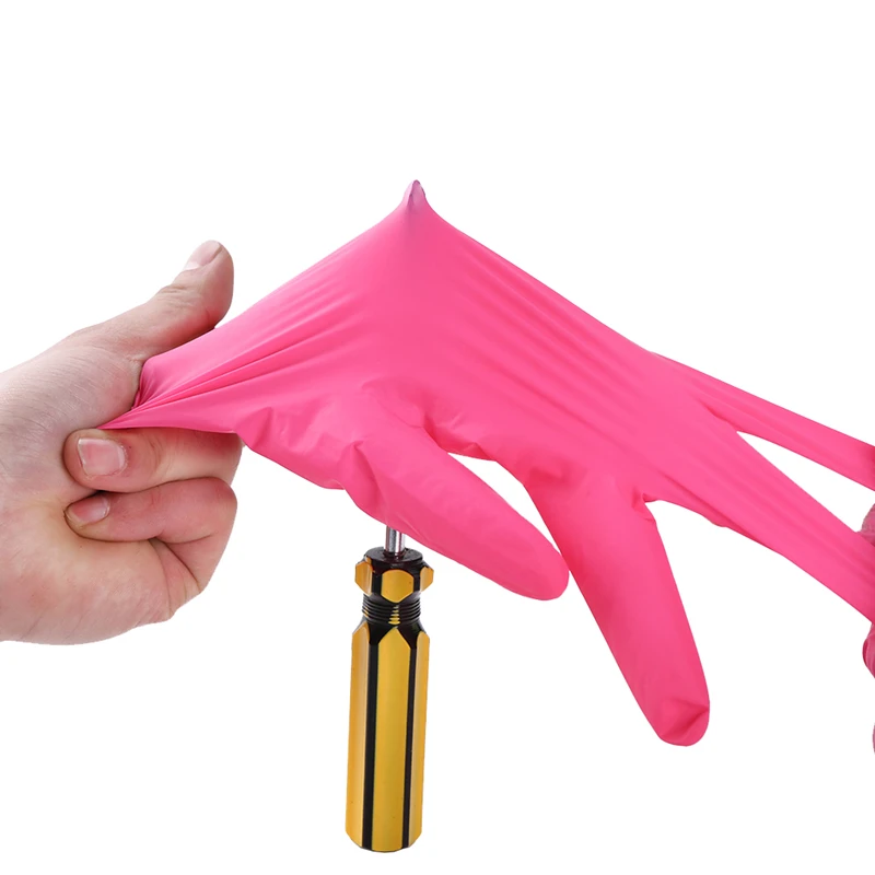 สีชมพูสีดําถุงมือไนไตรล์แบบใช้ - Nitrile Mechanic Glove บทวิจารณ์และราคา