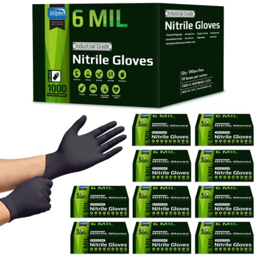 ถุงมือไนไตรล์สีดำแบบยืดได้ Ins - Nitrile Mechanic Glove บทวิจารณ์และราคา