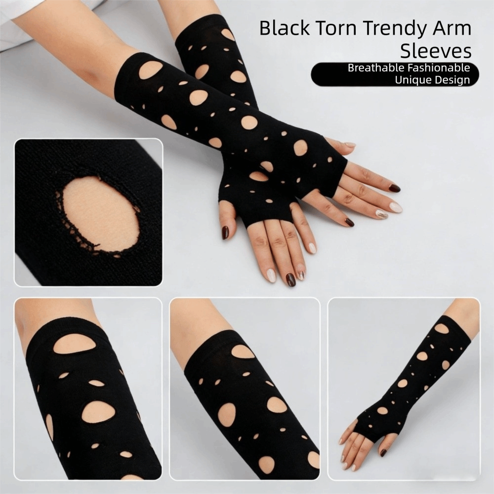 ปลอกแขนกันหนาวแบบยืดหยุ่นสีดำ  - Fingerless Glove Knit บทวิจารณ์และราคา