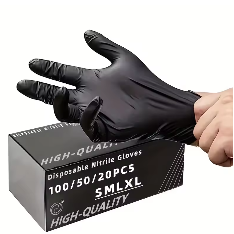100/50/20PCS ถุงมือไนไตรล์สีดํ - Nitrile Mechanic Glove บทวิจารณ์และราคา