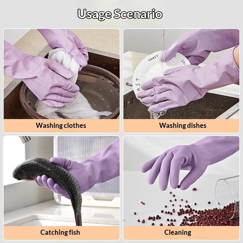 1 คู่ถุงมือยางทำความสะอาดในครั - Dish Glove Rubber บทวิจารณ์และราคา