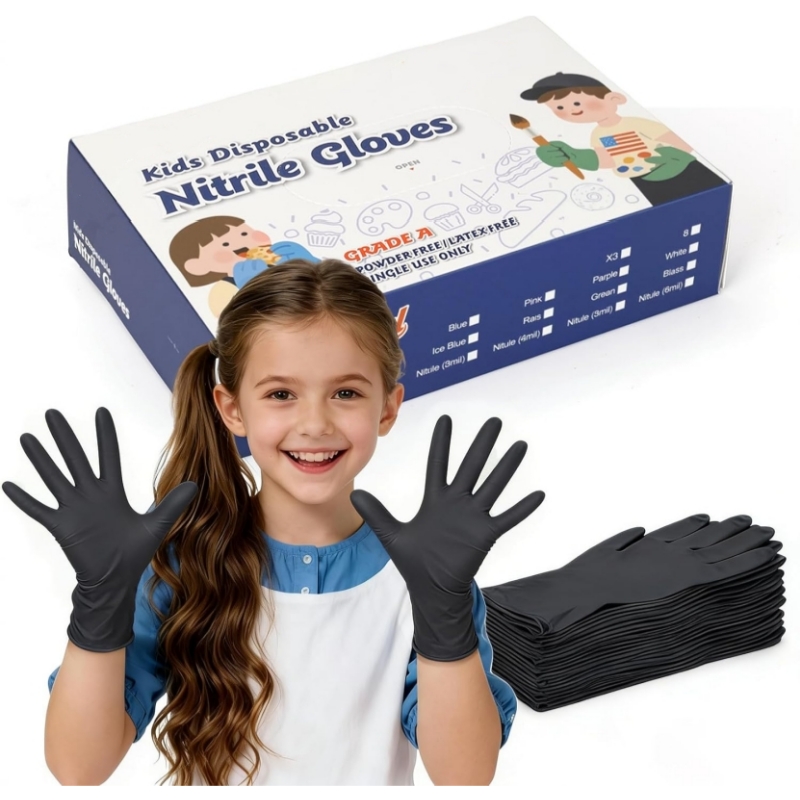 ถุงมือไนไตรล์สีดำสำหรับเด็ก 4- - Latex Disposable Glove บทวิจารณ์และราคา