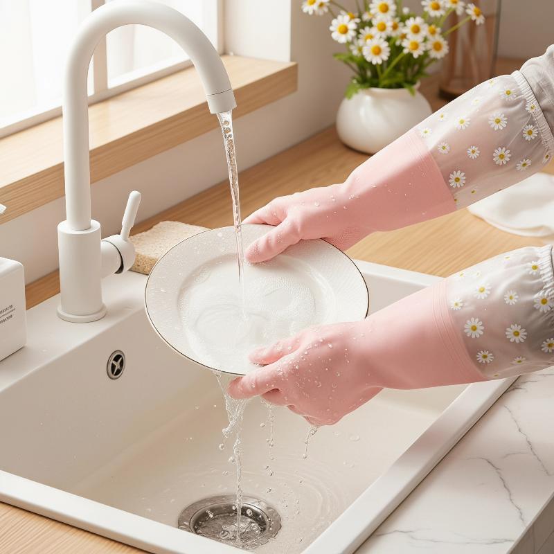 ถุงมือยางกันน้ำลายดอกไม้สำหรับ - Rubber Glove Cleaning บทวิจารณ์และราคา