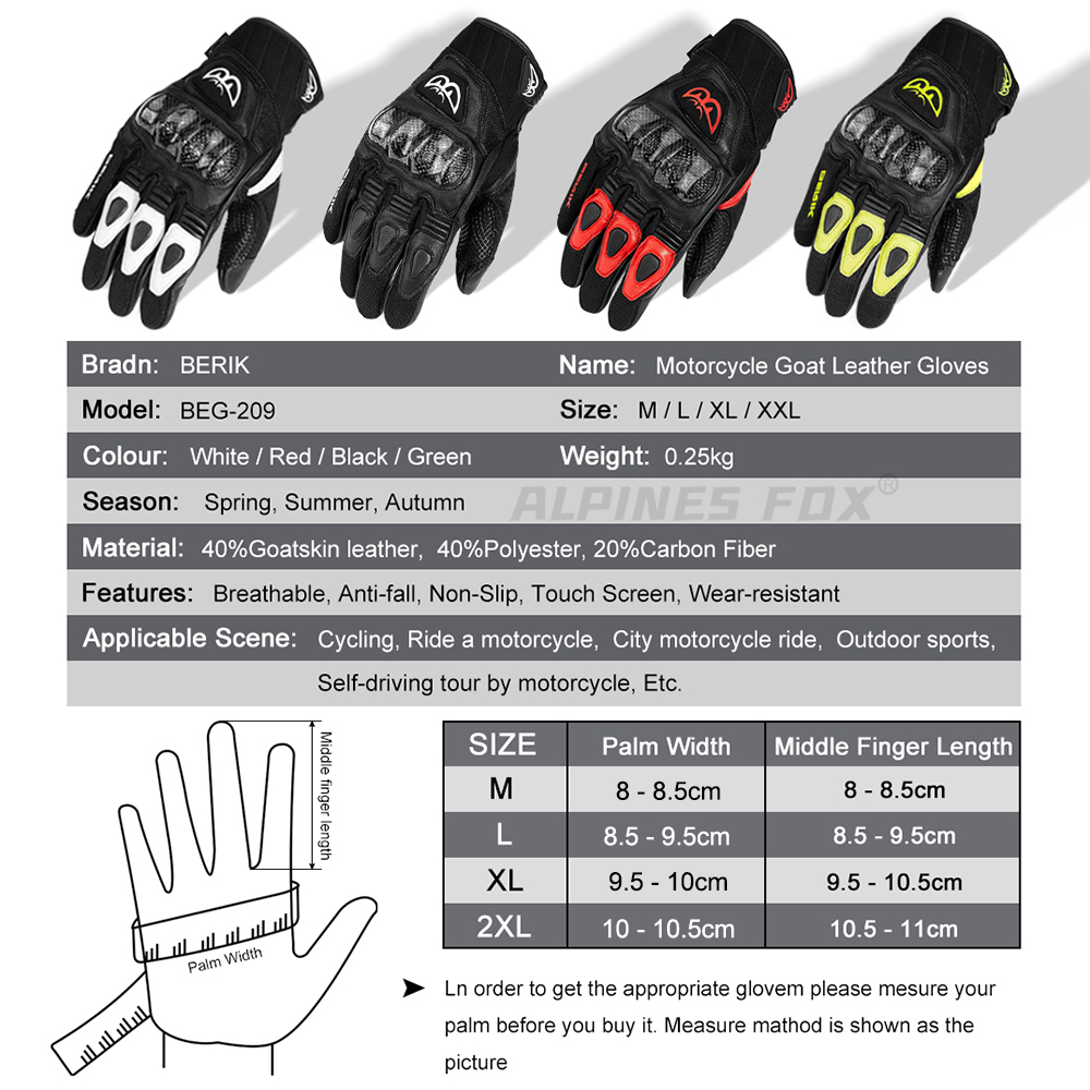 ถุงมือ BERIK ถุงมือหนังแพะสำหร - Cycling Glove Padded บทวิจารณ์และราคา