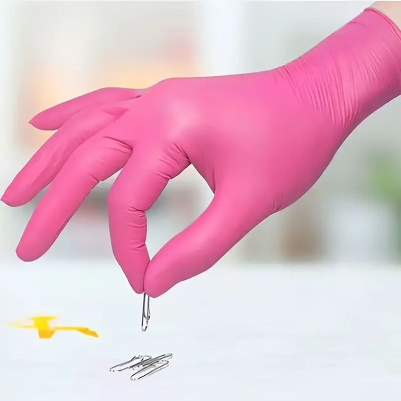 ถุงมือไนไตรล์สีชมพูฟูเชียแบบใช - Latex Disposable Glove บทวิจารณ์และราคา
