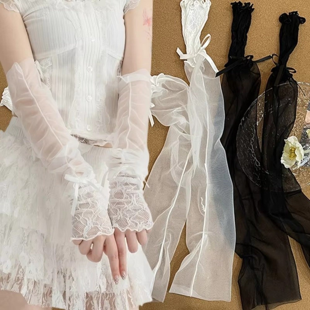 ถุงมือตาข่ายลูกไม้ Y2K ประดับโ - Fingerless Glove Knit บทวิจารณ์และราคา