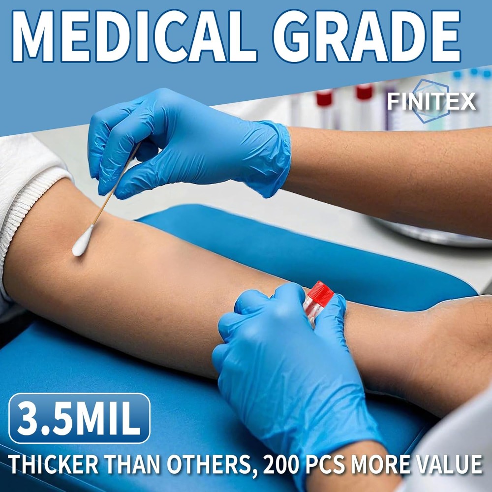 ถุงมือไนไตรล์แบบใช้แล้วทิ้งสีฟ - Exam Glove Nitrile บทวิจารณ์และราคา