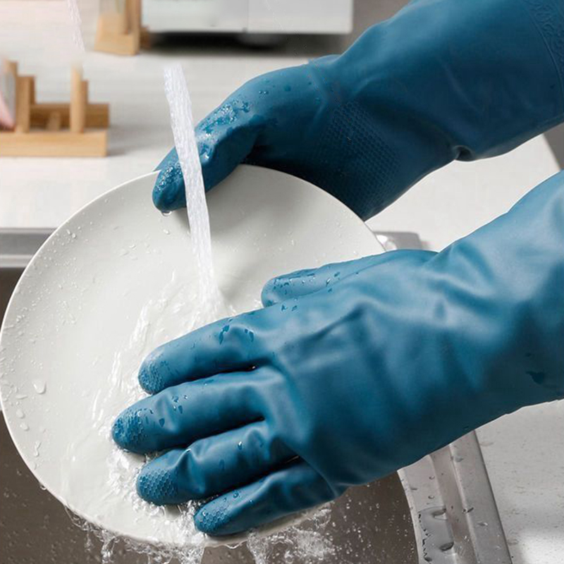 2/4 คู่ถุงมือกันน้ำขนแกะหนาถุง - Rubber Glove Cleaning บทวิจารณ์และราคา